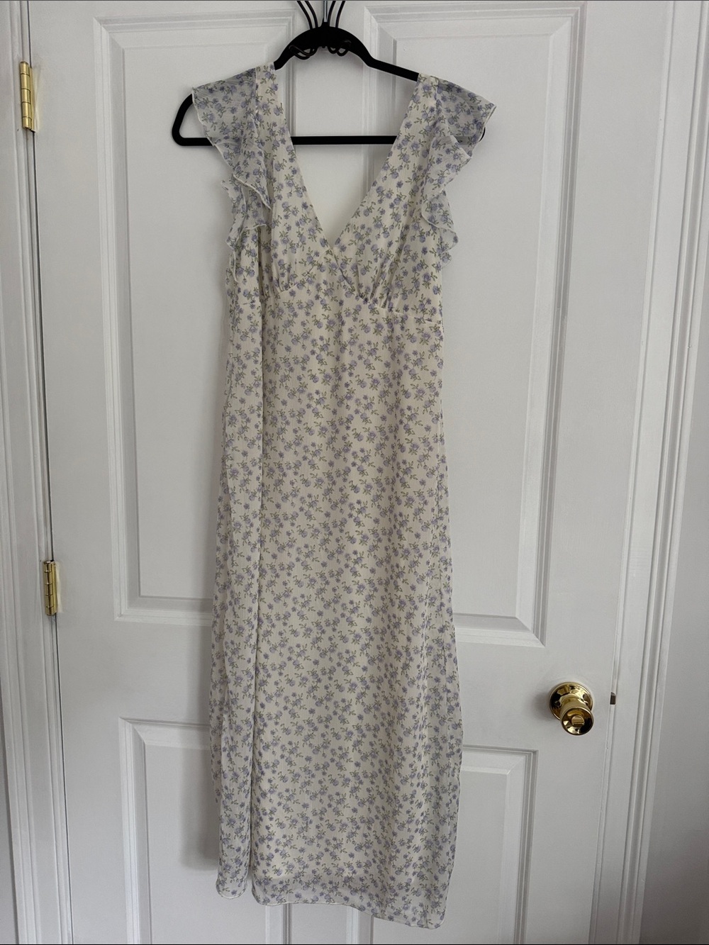 No Boundaries Cream Maxi Dress with Lavender Floral Print